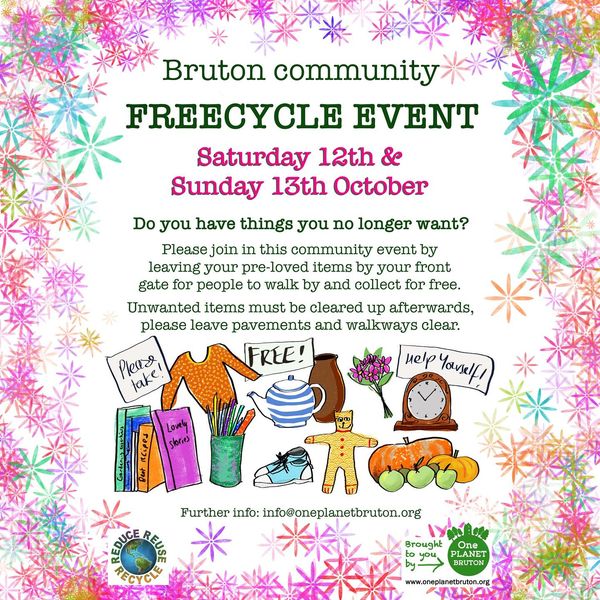 Bruton freecycle weekend 12th October 2024